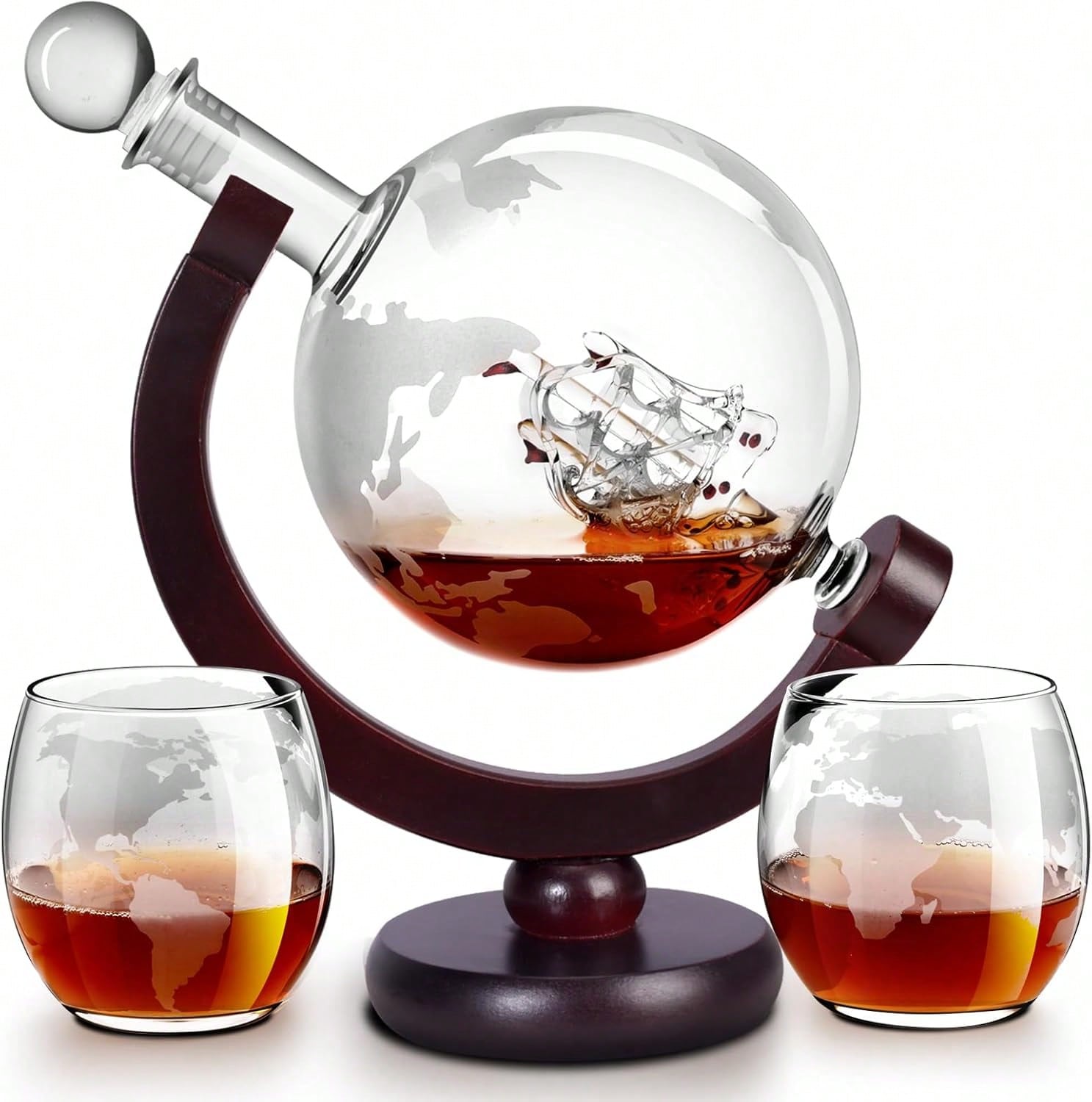 Decanter Globe Set - Whiskey Decanter Globe Set for Men,