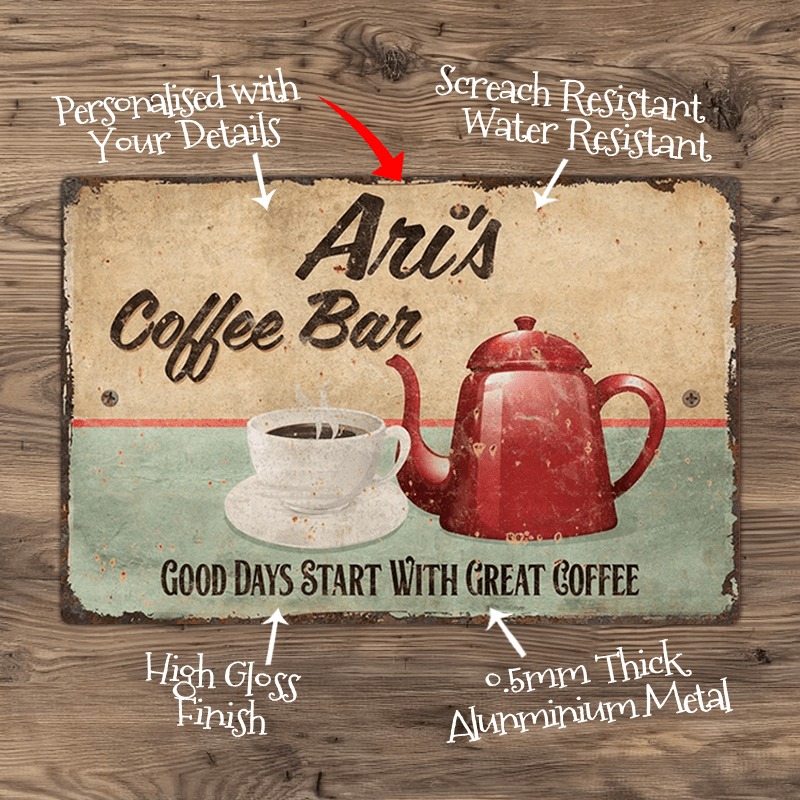 Home Bar Signs - CIFbuy Custom Text Metal Coffee Bar