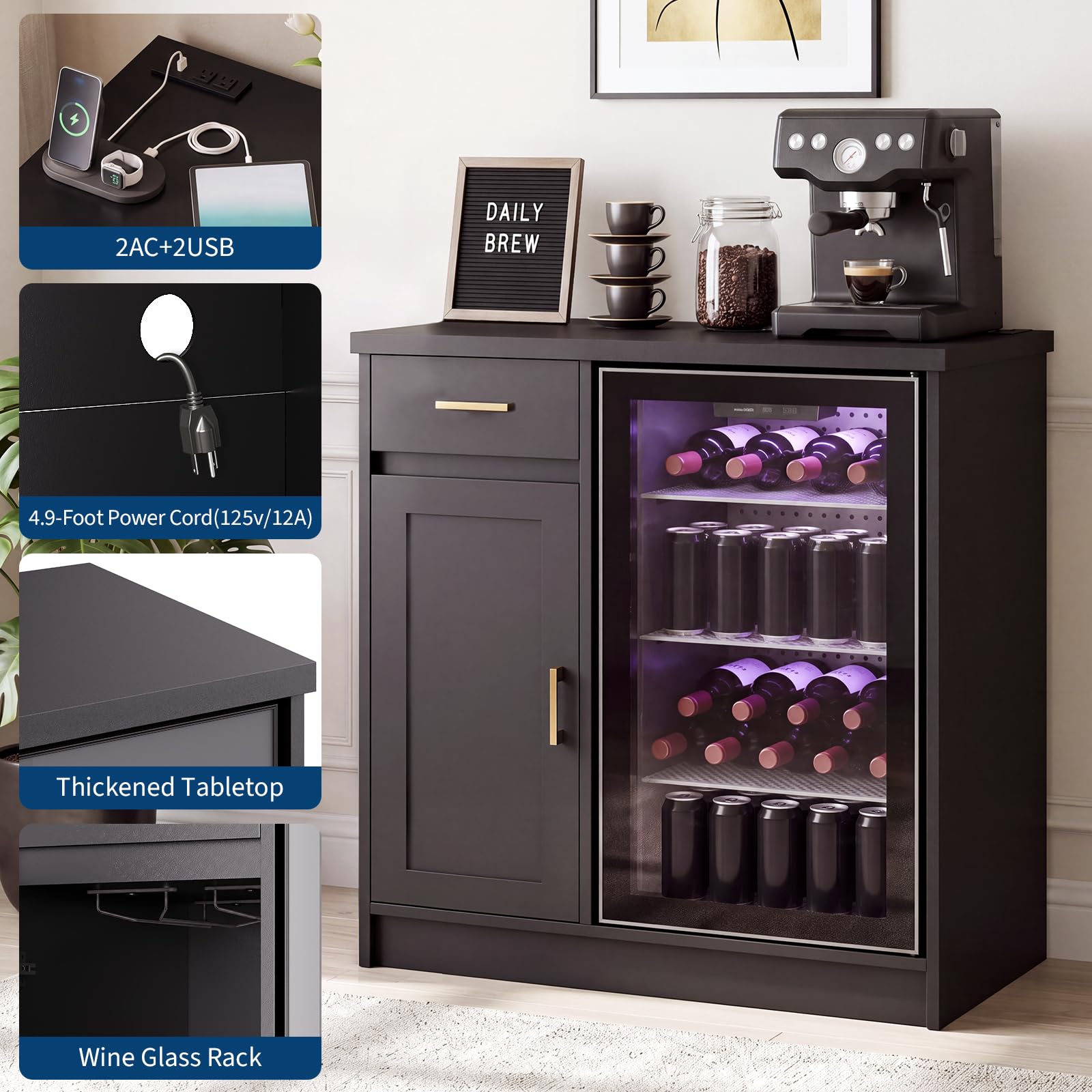 42in Farmhouse Wine Bar Cabine - Home Bar Setup ulasan dan harga