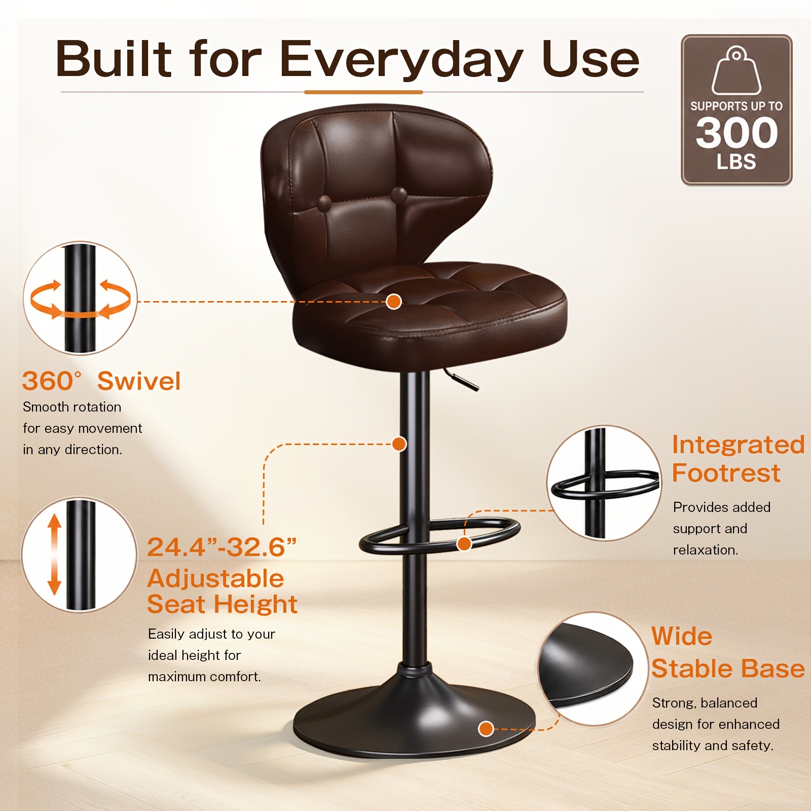 Swivel Height Adjustable Bar S - Home Bar Stools ulasan dan harga