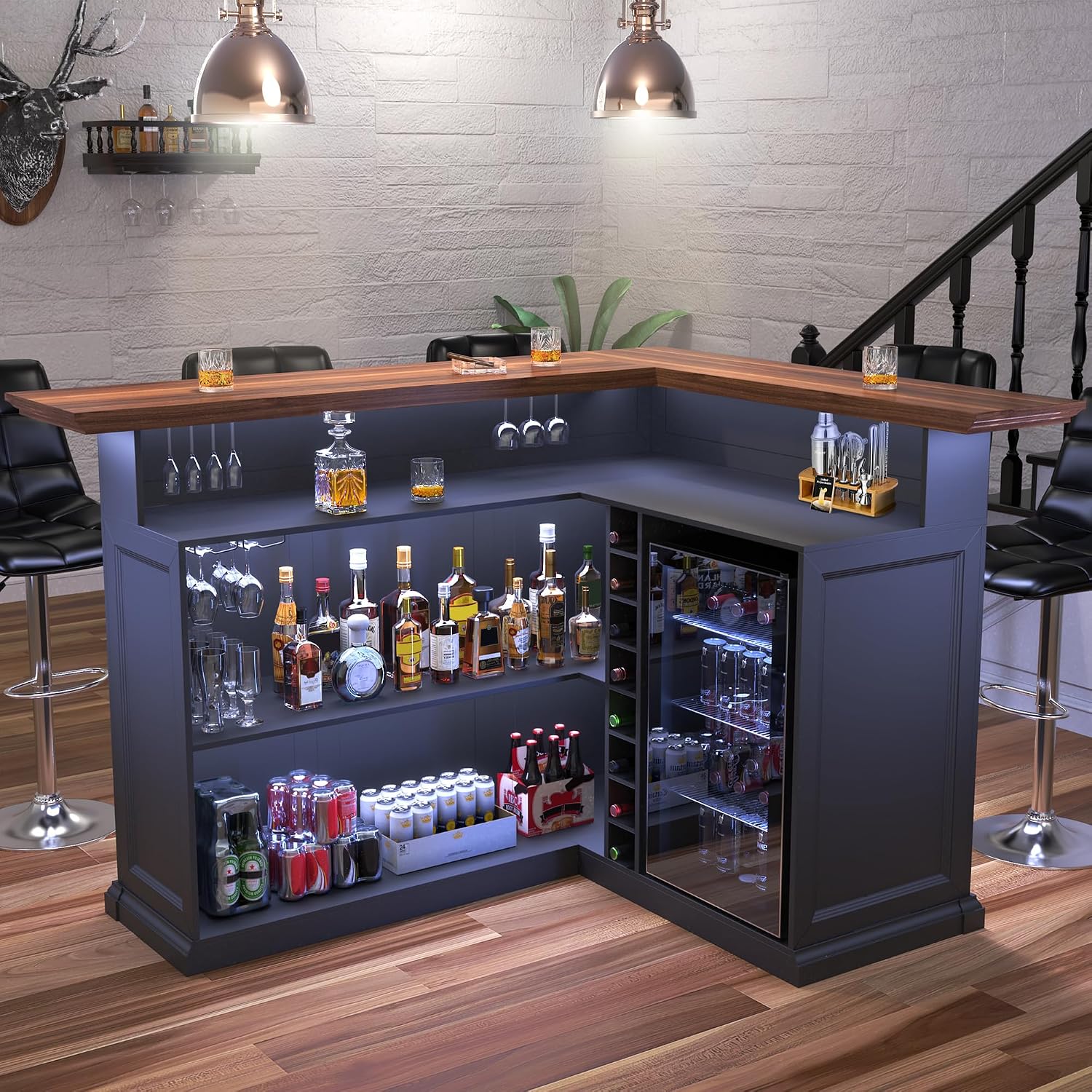 L-Shaped Home Bar Cabinet with - Home Bar Setup ulasan dan harga